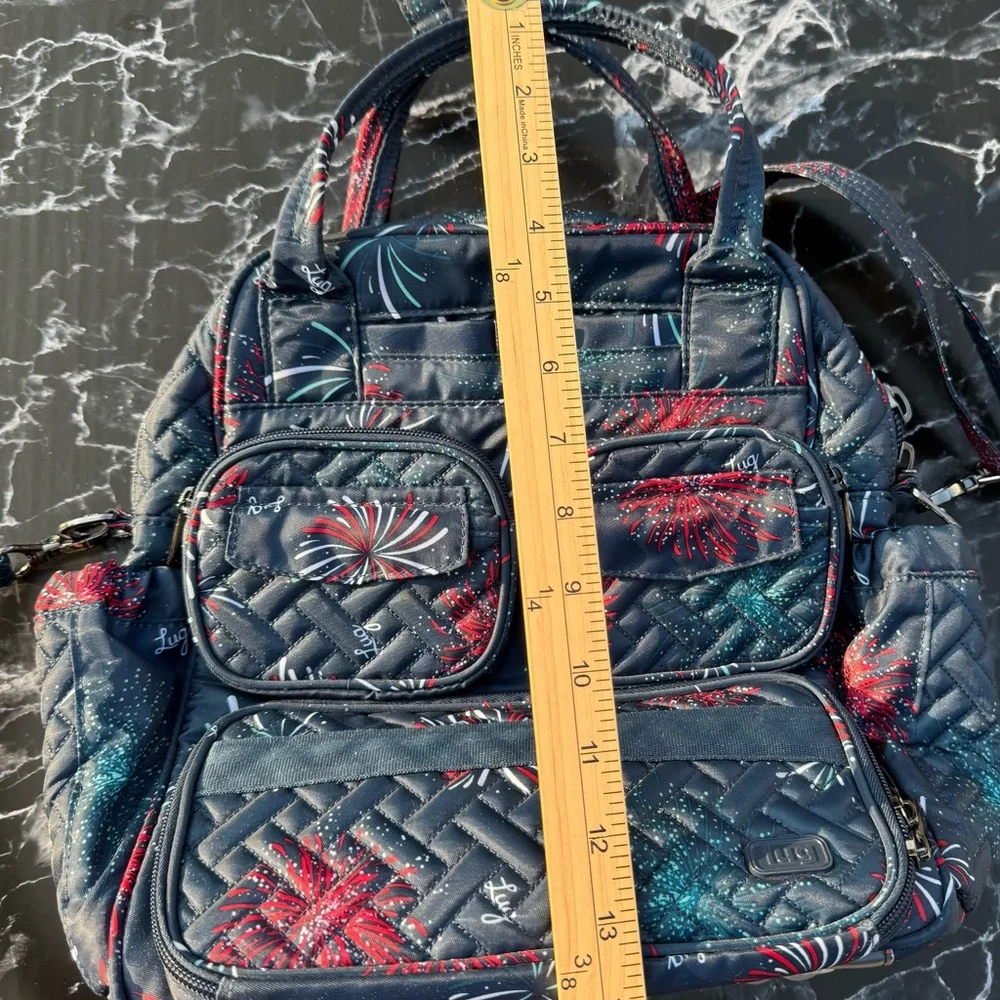 Lug Fireworks Mini Puddle Jumper Crossbody Bag Quilted Travel Luggage Carry On - Picture 9 of 10